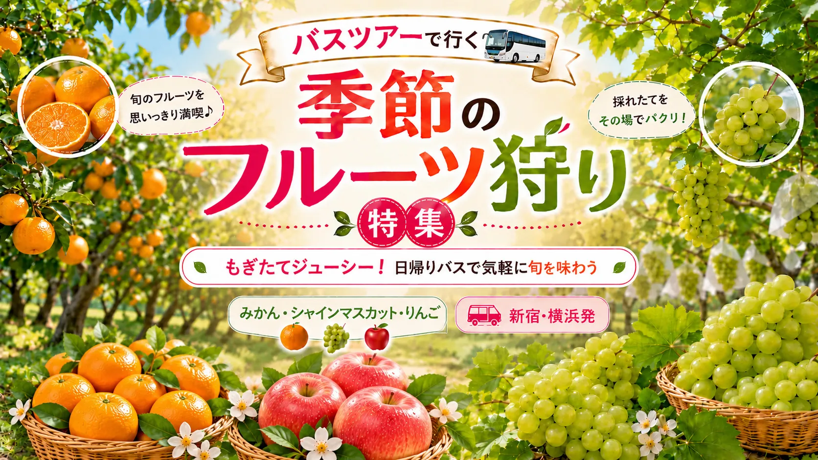 バスツアーで行く 季節のフルーツ狩り特集