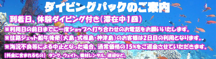 ダイビングパックのご案内