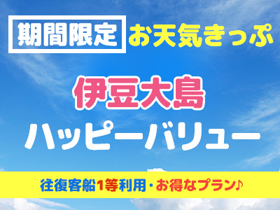 往復往復客船1等席利用!お天気きっぷ☆ 伊豆大島ハッピーバリュー